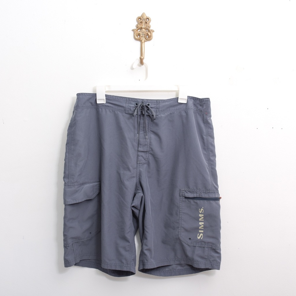 Simms Men's Gray Performance Fishing & Swim Trunks Large